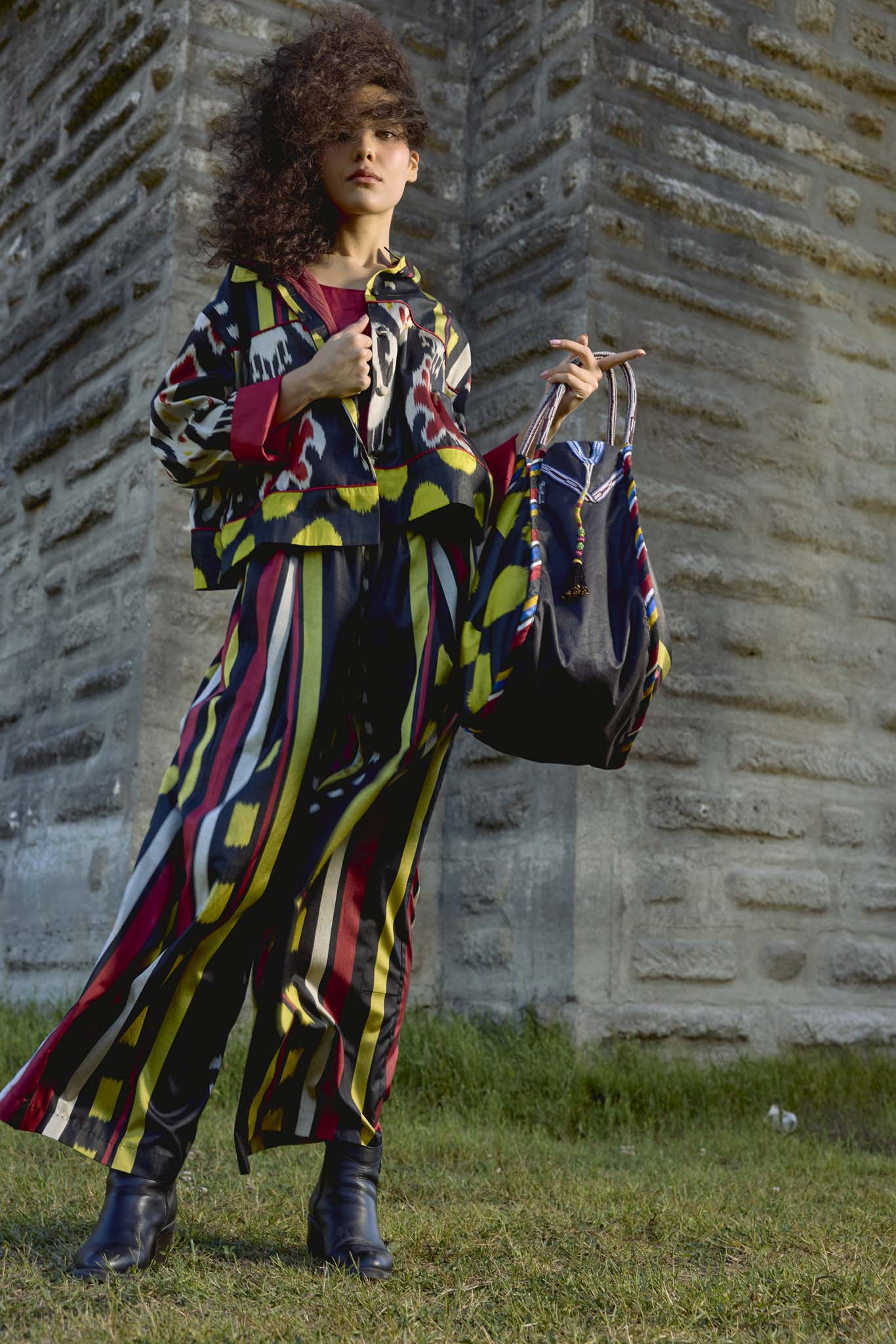 SILK IKAT WIDE-LEG PANTS