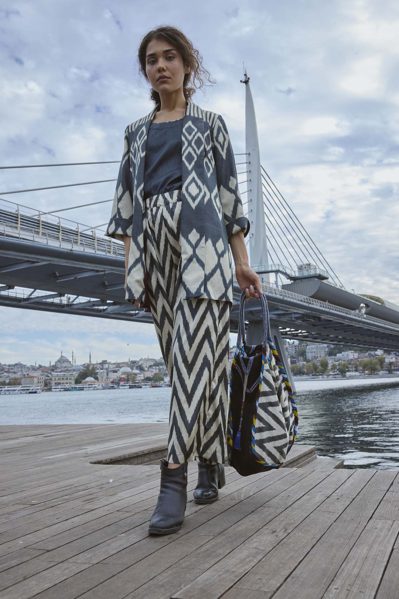 SILK IKAT SHAWL COLLAR JACKET