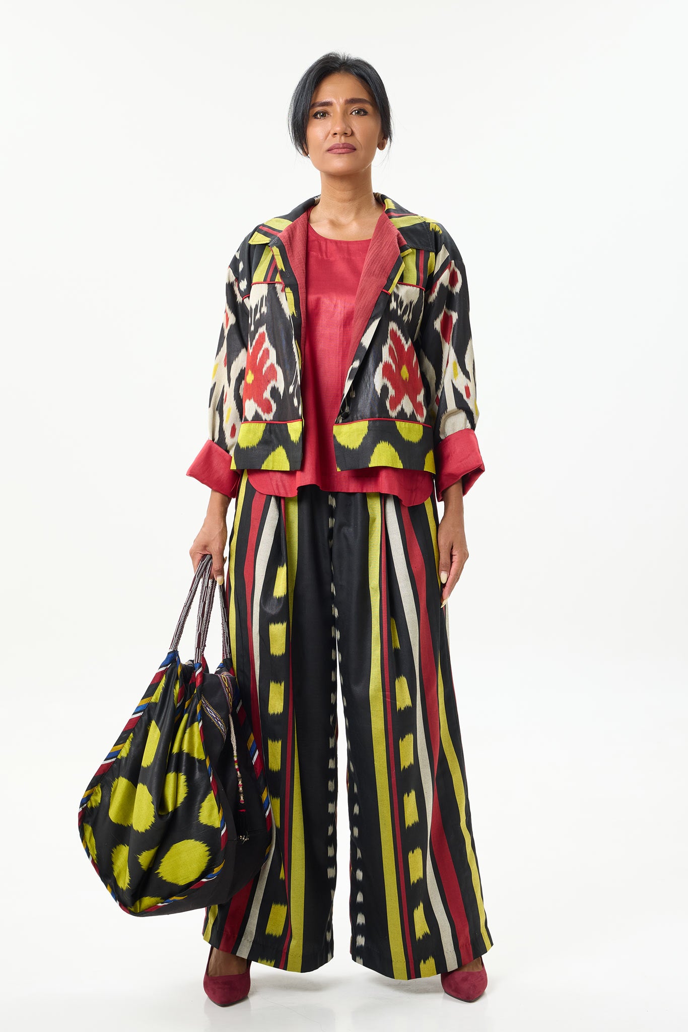 LARGE SILK IKAT COMBO HOBO BAG