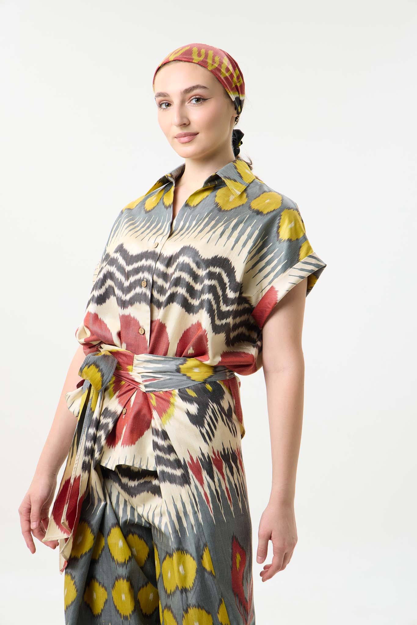 SILK IKAT DROP SHOULDER SHIRT