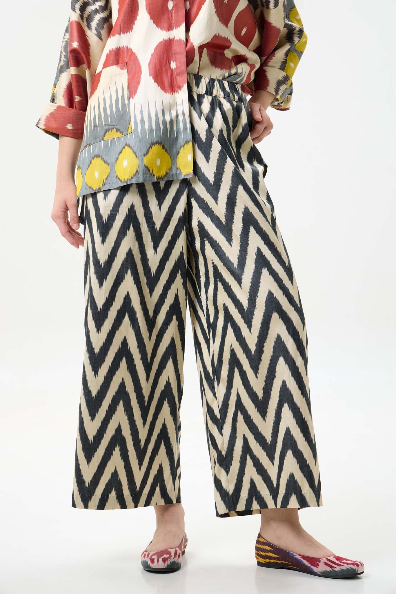 SILK IKAT WIDE-LEG PANTS
