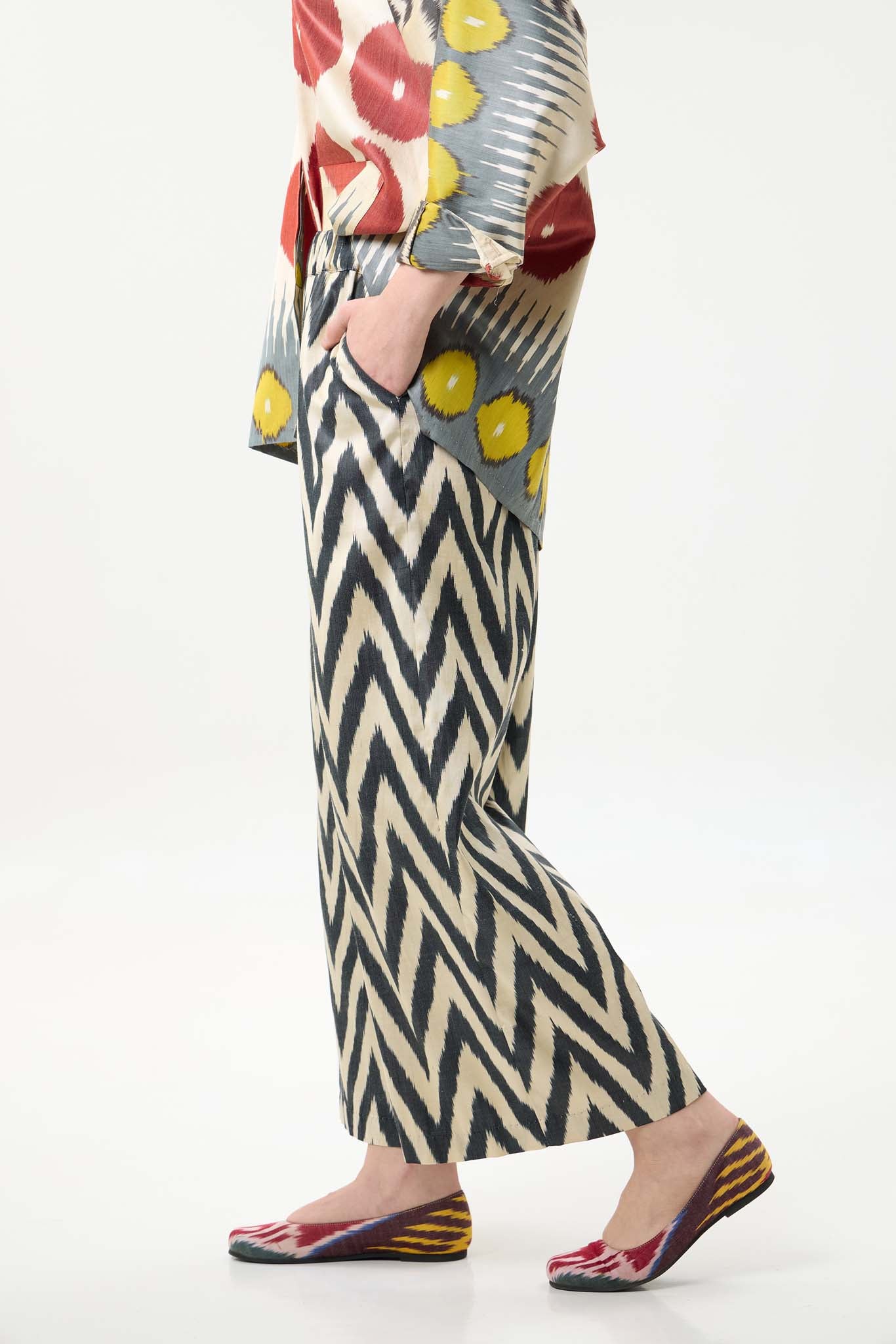 SILK IKAT WIDE-LEG PANTS