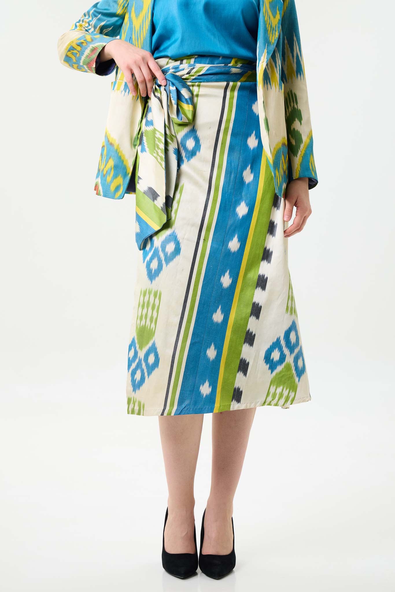 SILK IKAT WRAP SKIRT