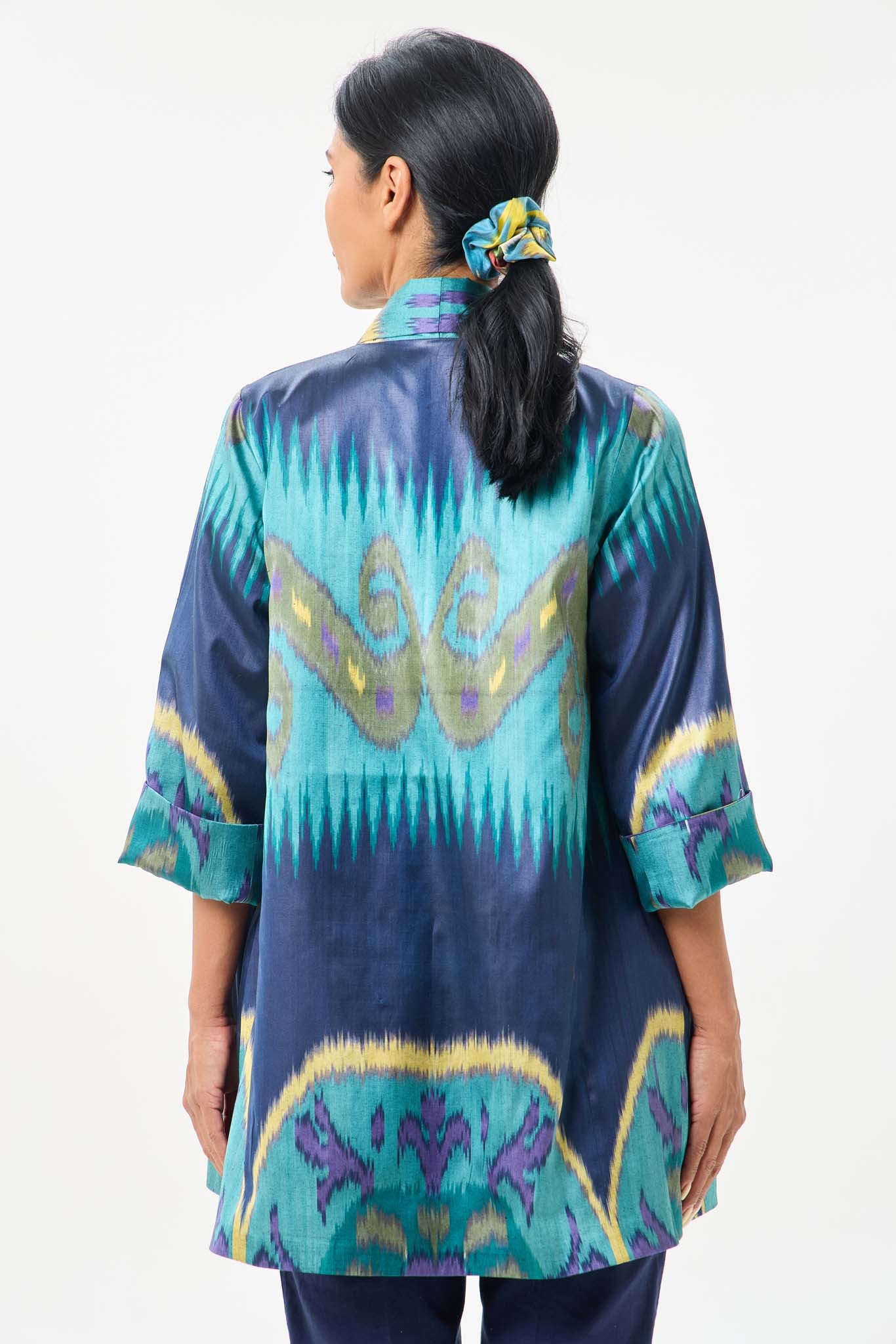SILK IKAT SHAWL COLLAR JACKET