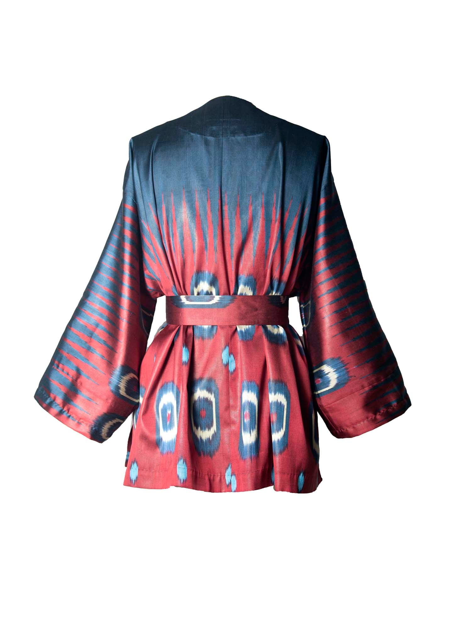 SILK IKAT KIMONO JACKET WITH BELT