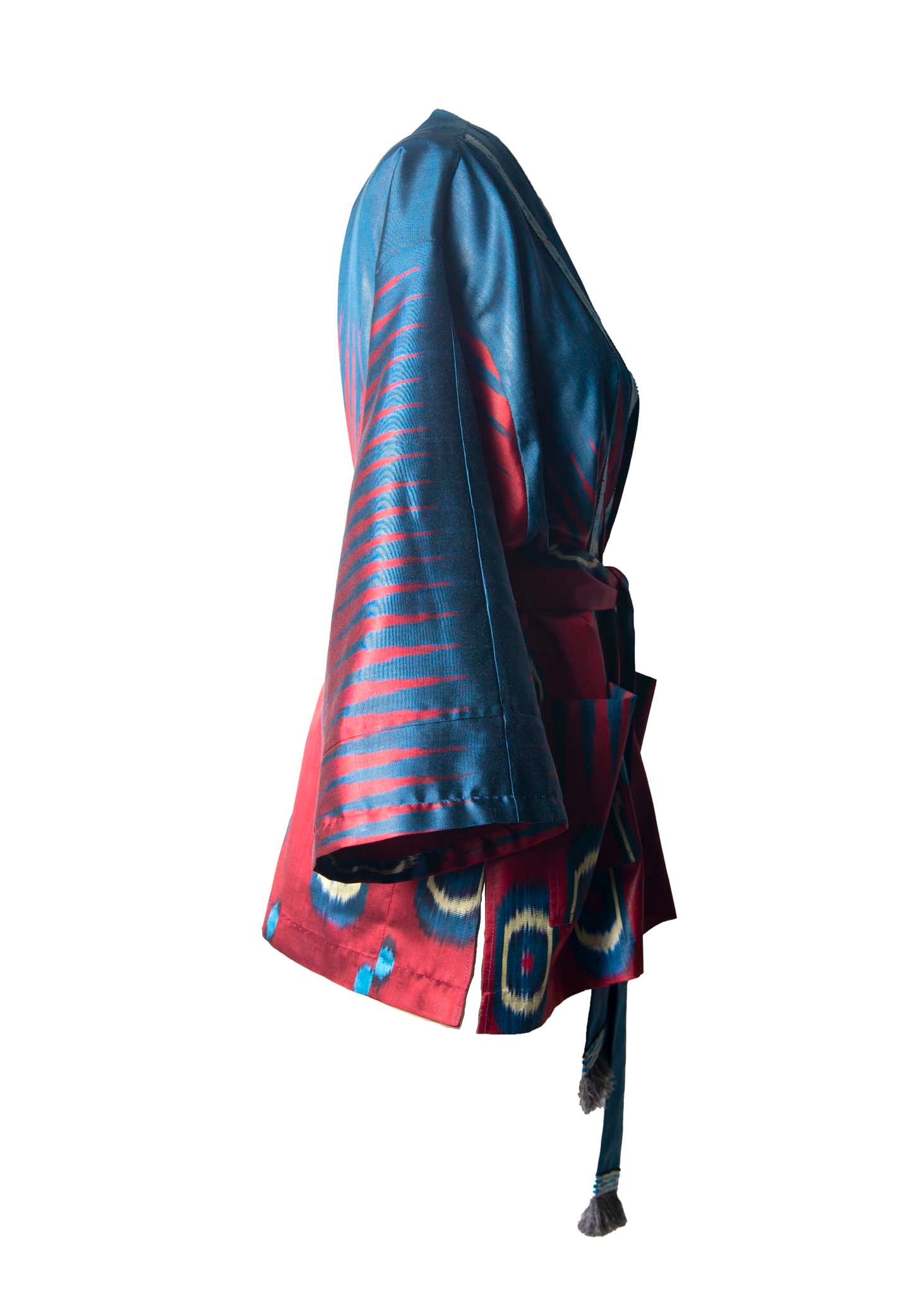 SILK IKAT KIMONO JACKET WITH BELT