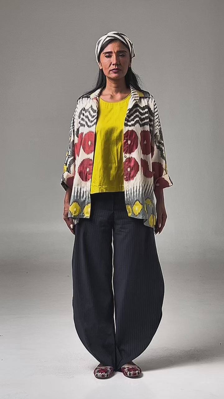SILK IKAT OVERSIZED BATWING SHIRT