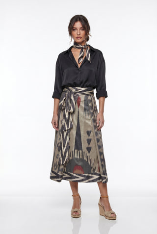 SILK IKAT COMBO WRAP SKIRT IK103/IK102