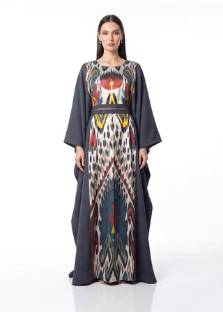 SILK IKAT LONG KAFTAN DRESS IK83