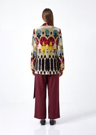 SILK IKAT VELVET ENGLISH COLLAR JACKET VT114
