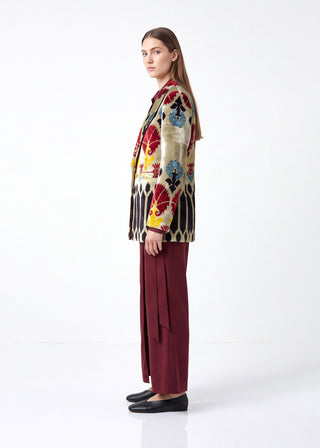 SILK IKAT VELVET ENGLISH COLLAR JACKET VT114