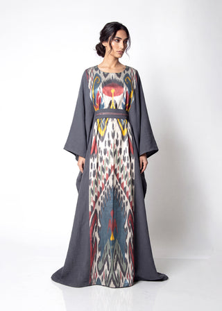 SILK IKAT LONG KAFTAN DRESS IK83