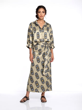 SILK IKAT WRAP SKIRT IK86