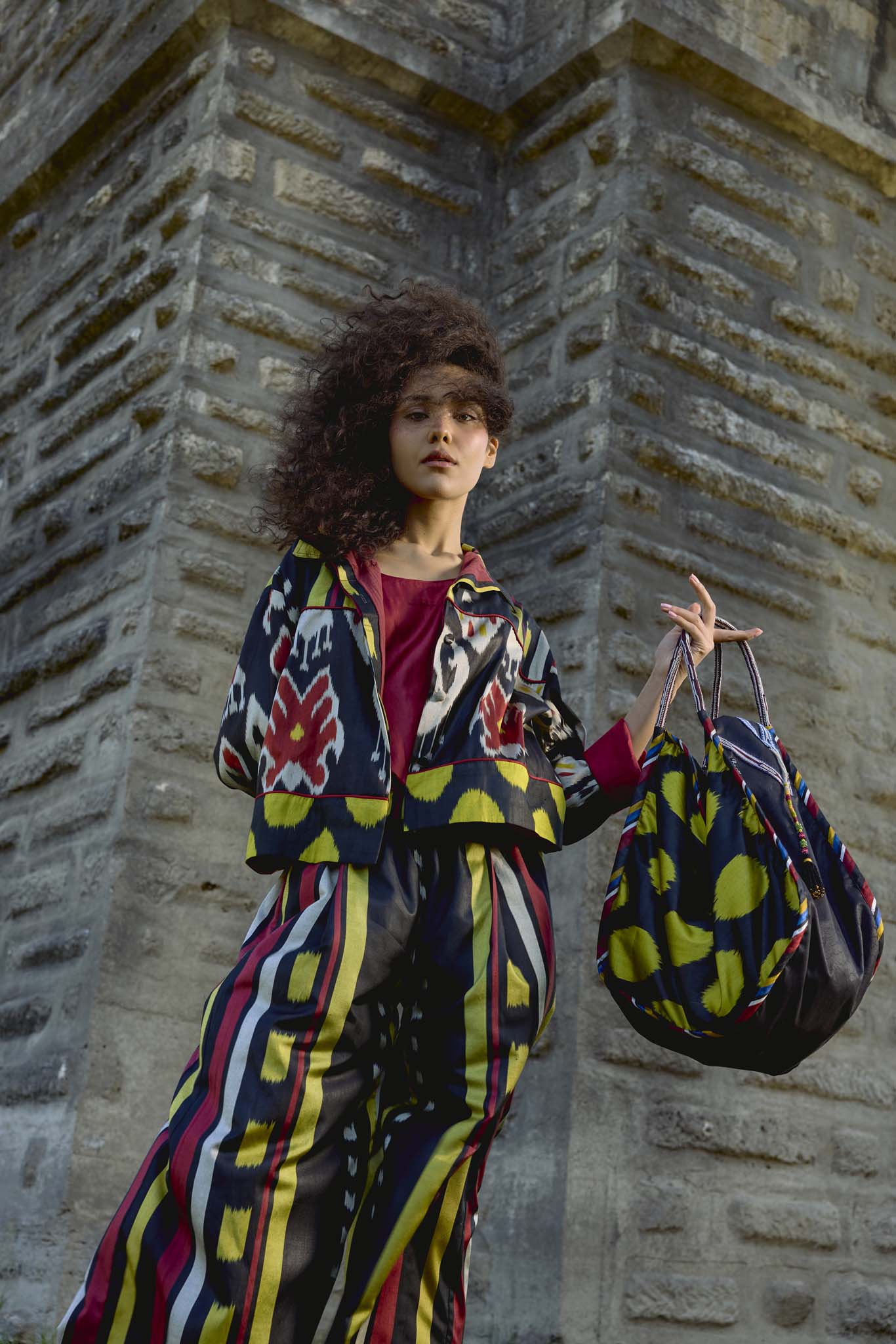 LARGE SILK IKAT COMBO HOBO BAG