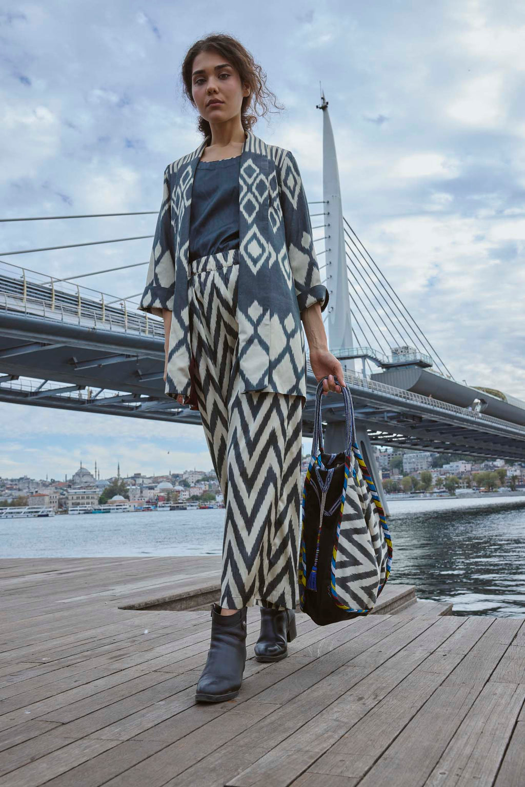 SILK IKAT SHAWL COLLAR JACKET