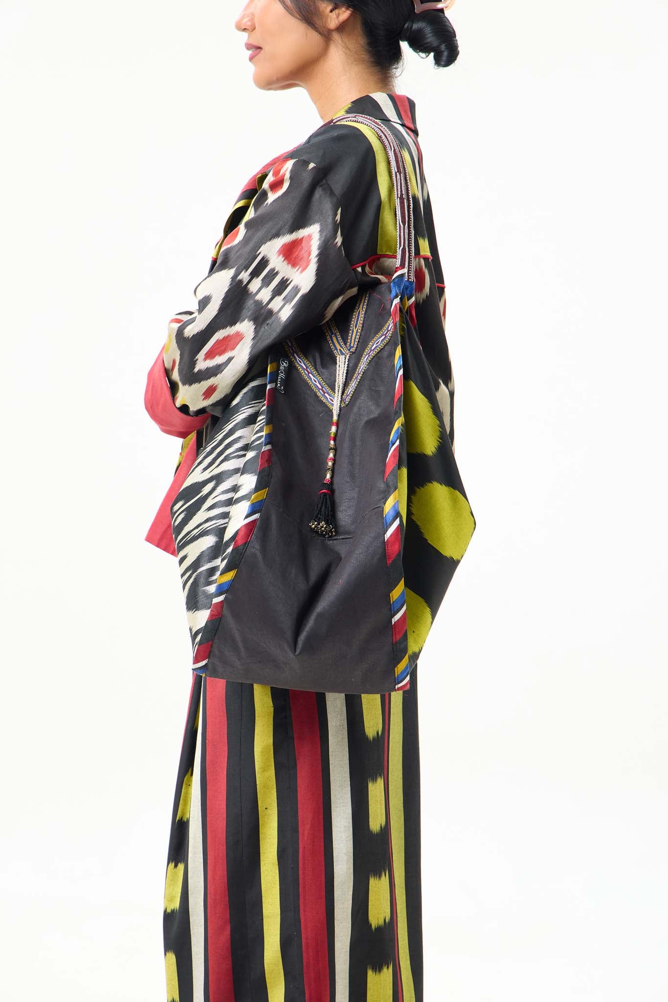 LARGE SILK IKAT COMBO HOBO BAG