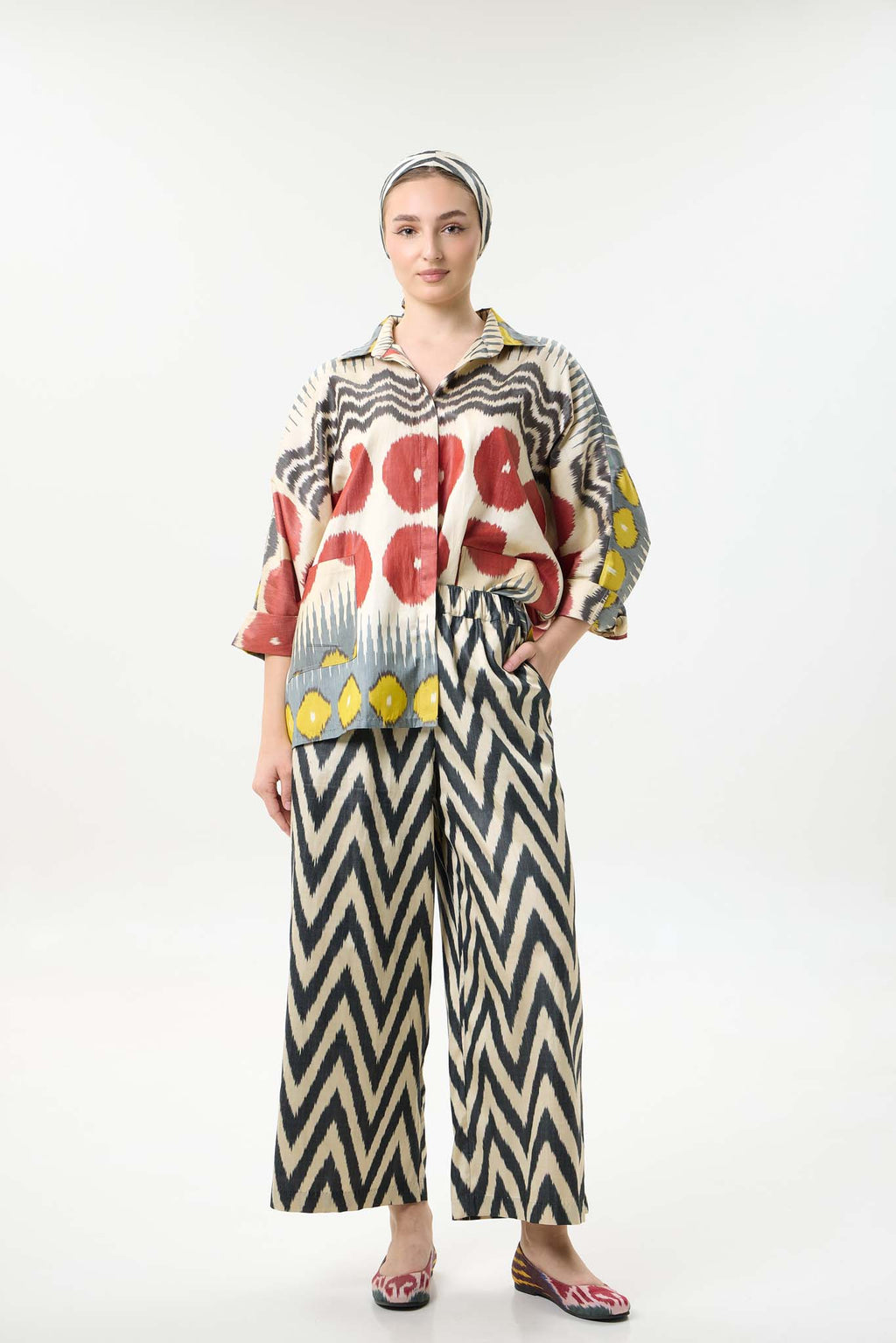 SILK IKAT WIDE-LEG PANTS