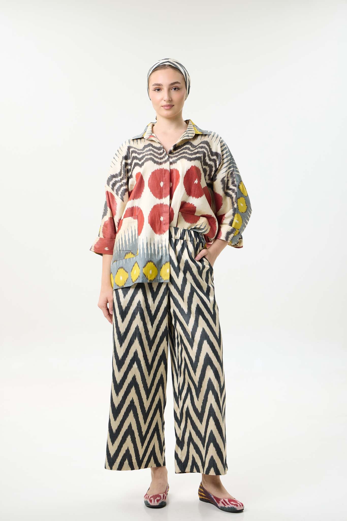 SILK IKAT WIDE-LEG PANTS