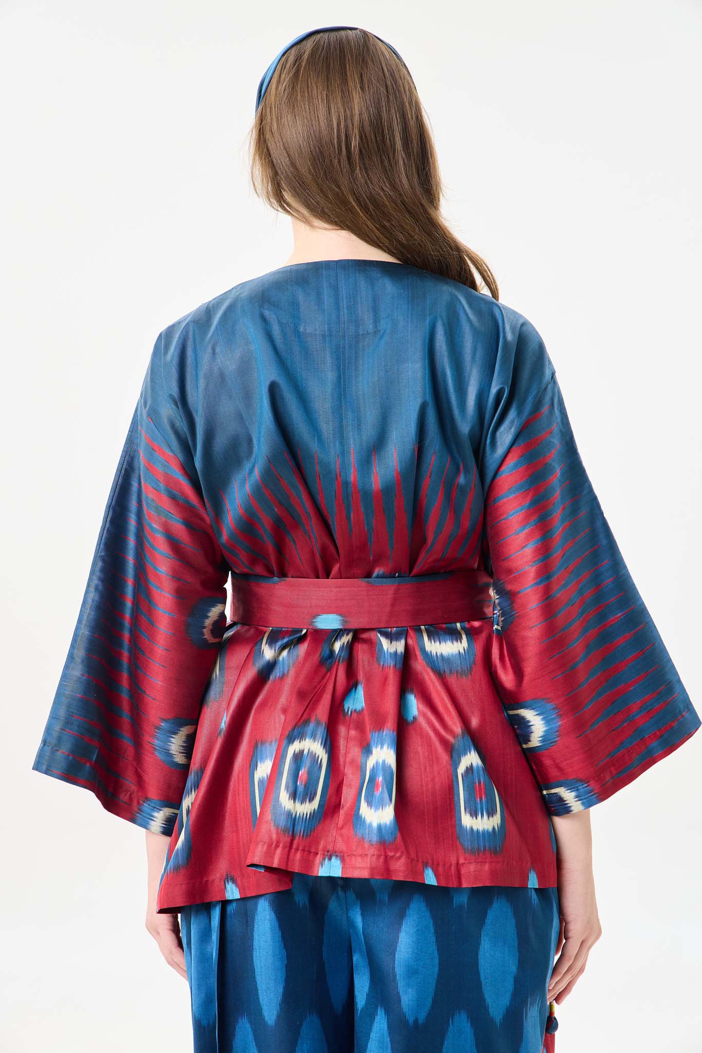 SILK IKAT KIMONO JACKET WITH BELT