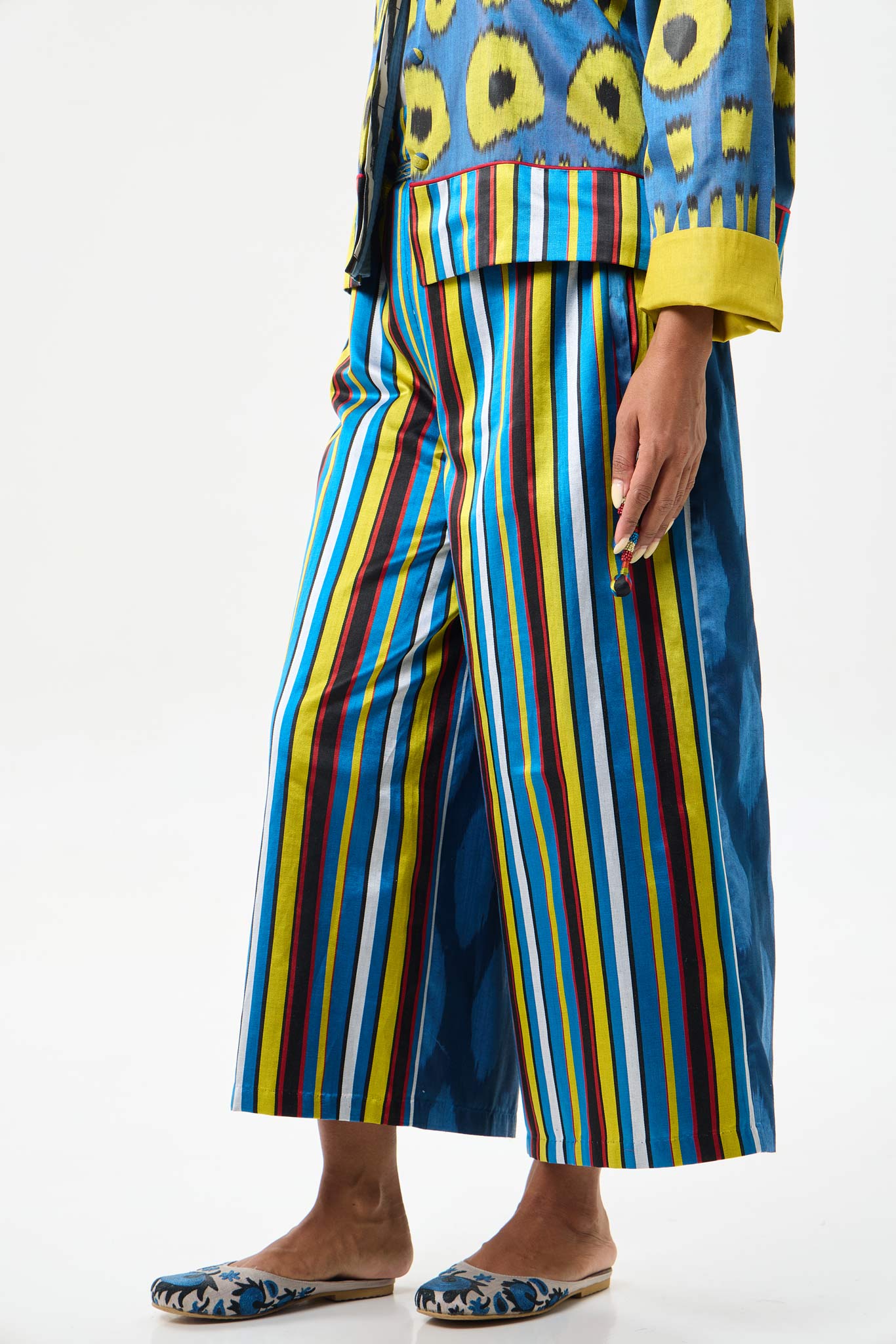 SILK IKAT COMBO PANTS WITH TIES