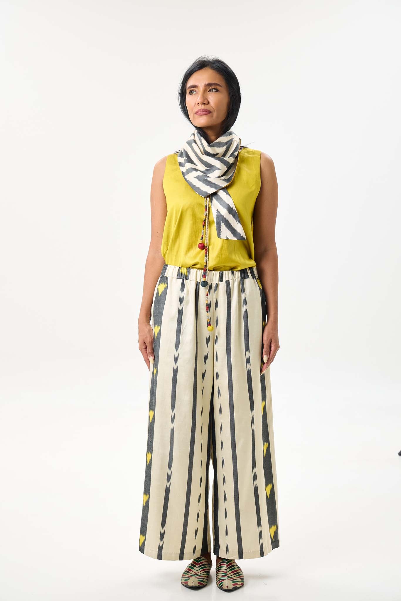 SILK IKAT WIDE-LEG PANTS
