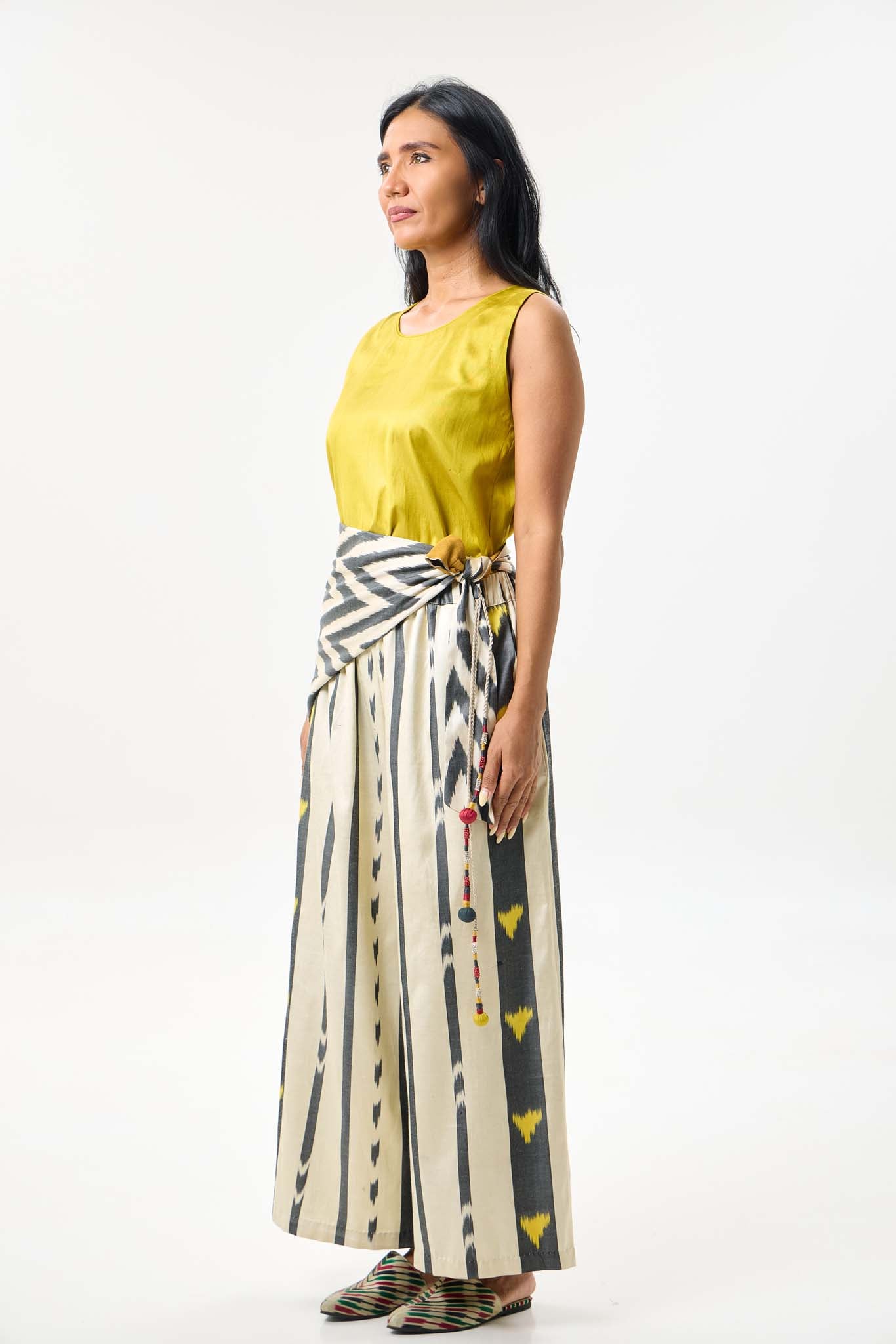 SILK IKAT WIDE-LEG PANTS