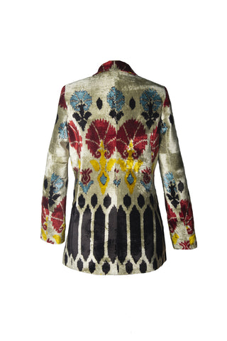 SILK IKAT VELVET ENGLISH COLLAR JACKET VT114