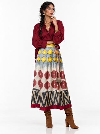 SILK IKAT WRAP SKIRT IK76/IK02
