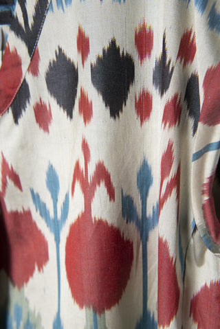SILK IKAT DROP SHOULDER V-NECK TOP IK82