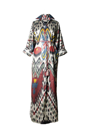 SILK IKAT LONG KAFTAN DRESS IK83