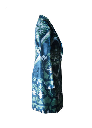 LONG SILK IKAT VELVET ENGLISH COLLAR JACKET VT15