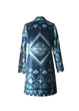 LONG SILK IKAT VELVET ENGLISH COLLAR JACKET VT15