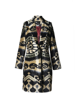 LONG SILK IKAT VELVET ENGLISH COLLAR JACKET VT16