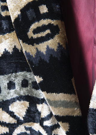 LONG SILK IKAT VELVET ENGLISH COLLAR JACKET VT16