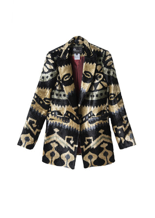 SILK IKAT VELVET ENGLISH COLLAR JACKET VT16