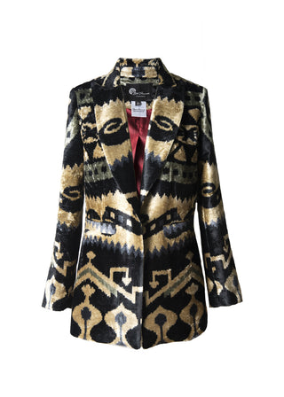 SILK IKAT VELVET ENGLISH COLLAR JACKET VT16