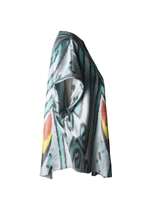 Silk Ikat Drop Shoulder V-Neck Top IK109