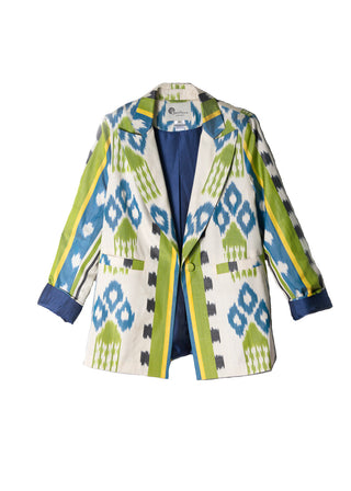 SILK IKAT ENGLISH COLLAR JACKET IK79