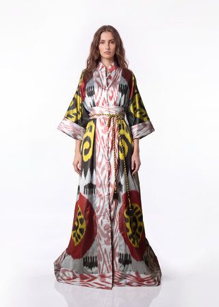 ONE-OF-A-KIND SILK IKAT MAXI KAFTAN IK14