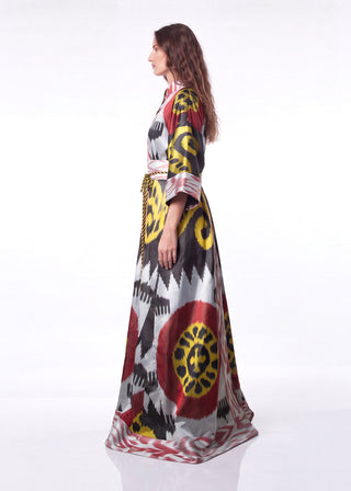 ONE-OF-A-KIND SILK IKAT MAXI KAFTAN IK14