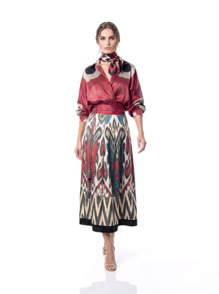 SILK IKAT WRAP SKIRT IK83/IK03