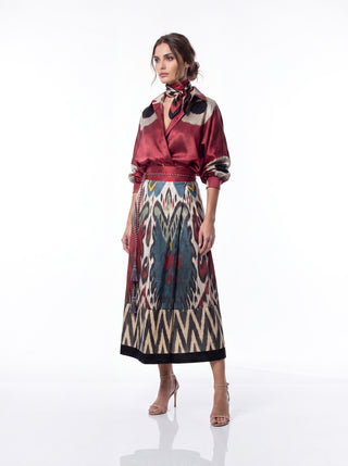 SILK IKAT WRAP SKIRT IK83/IK03