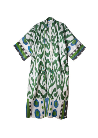 SILK IKAT KIMONO DUSTER / Green