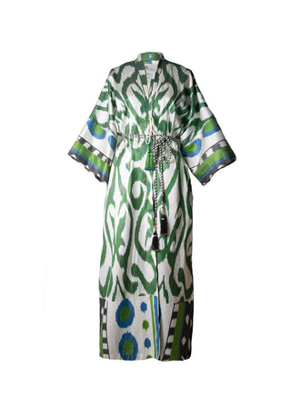 SILK IKAT KIMONO DUSTER / Green