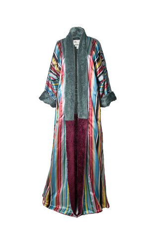LONG SILK IKAT ROBE WITH FLEECE IK108/STR
