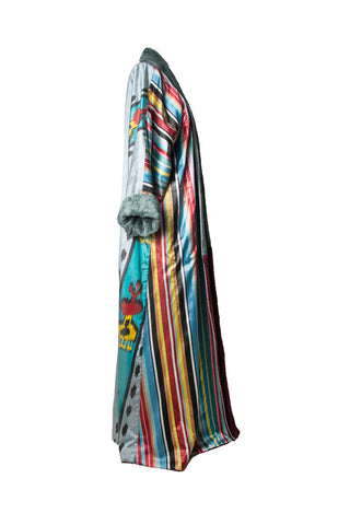 LONG SILK IKAT ROBE WITH FLEECE IK108/STR