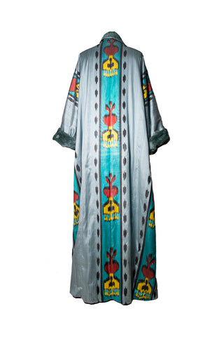 LONG SILK IKAT ROBE WITH FLEECE IK108/STR