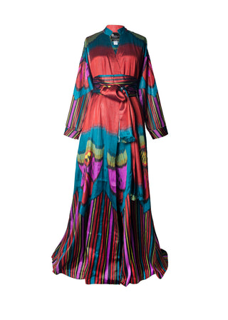 SILK IKAT FLARED WRAP DRESS IK112
