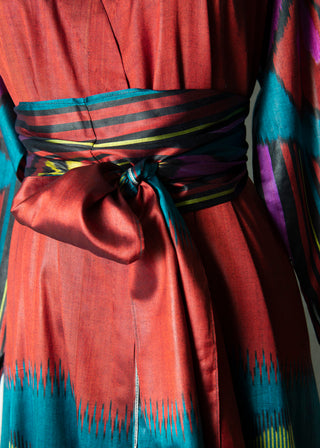 SILK IKAT FLARED WRAP DRESS IK112