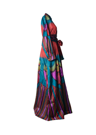 SILK IKAT FLARED WRAP DRESS IK112